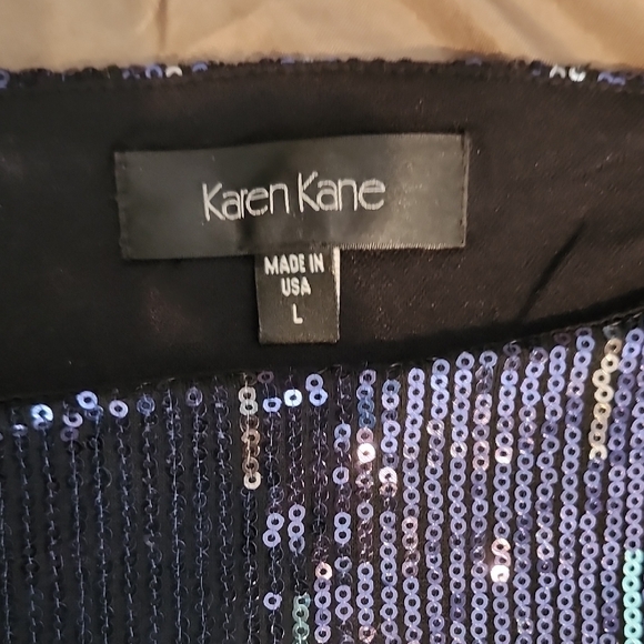 Karen Kane Blue Sheath Dress 3/4 Sleeve Bateau Neckline - Picture 2 of 3